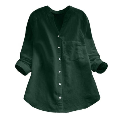 Maja™ | Stijlvolle Linnen Lange Mouwen Blouse